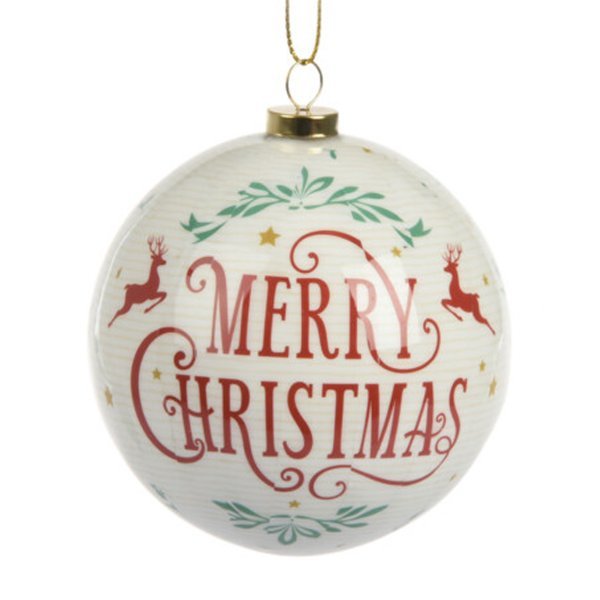 Χριστουγεννιάτικη Μπάλα με Ευχή "Merry Christmas" (8cm)